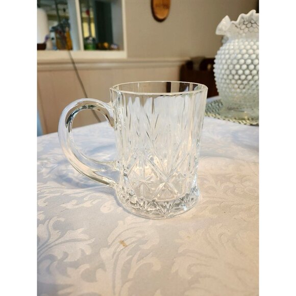 CRISTAL D'ARQUES FRANCE COFFEE/TEA MUG LEAD CRYSTAL DANUBE PATTERN - Picture 4 of 6